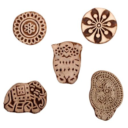 Set of 5 Piece New Mix Wooden Printing Block